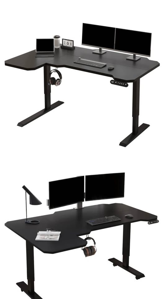 Black L-shaped Electric Sit and Stand Desk - photo 2