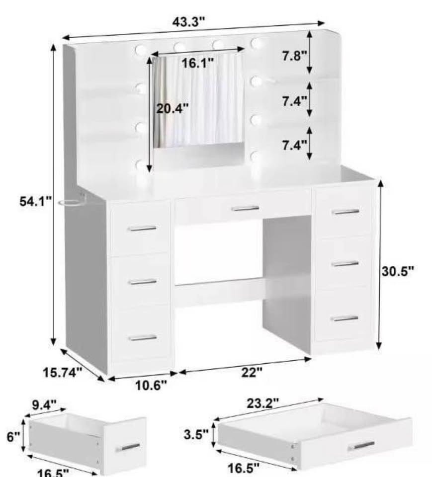 🏆 Brand New Hollywood Style Makeup Vanity with Lights - photo 3
