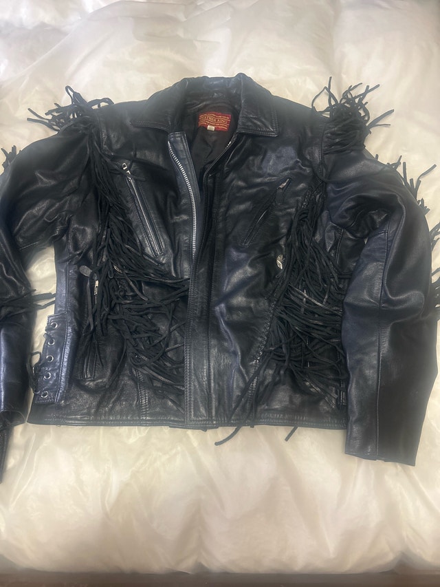 Men's Leather Fringe Motorcycle Jacket and Chaps