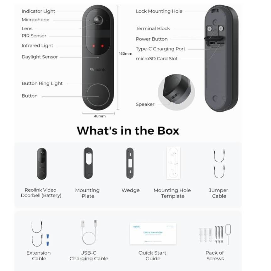 REOLINK 2K Battery Video Doorbell Camera - Wireless WiFi - photo 3