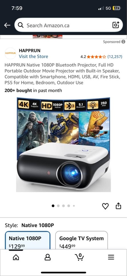 Portable 1080P Home Theater Projector – Bluetooth – Perfect for - photo 4