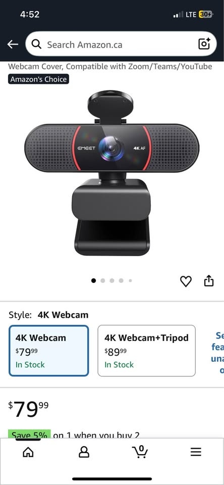 4K Autofocus Webcam - Dual Mic, Privacy Cover - photo 3