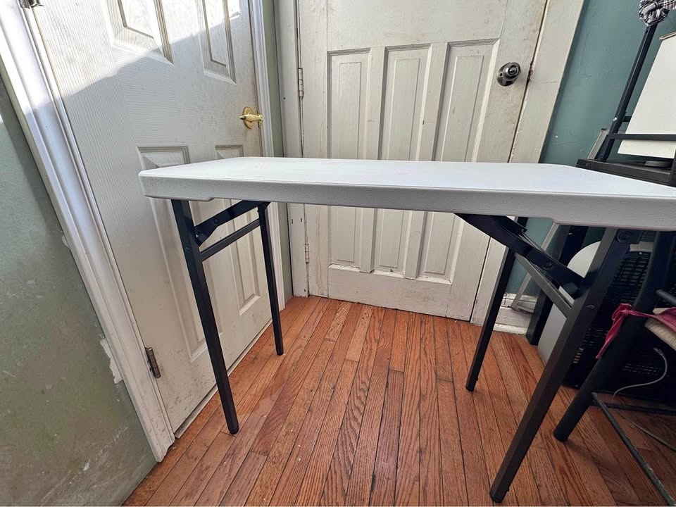 Folding Table – White Top, Black Legs (Portable)