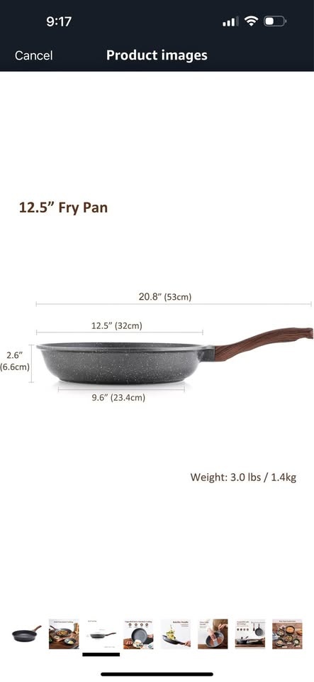 SENSARTE Nonstick Frying Pan Skillet with Lid 24cm
