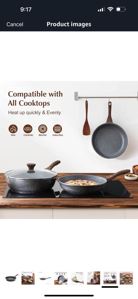 SENSARTE Nonstick Frying Pan Skillet with Lid 24cm - photo 5