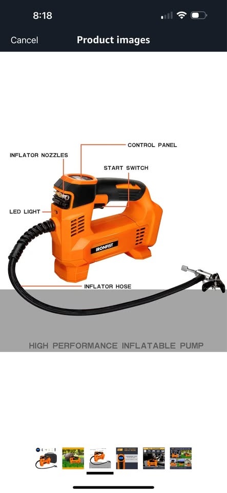 IRONFIST Tire Inflator for DEWALT Battery Portable Air Compresso - photo 3