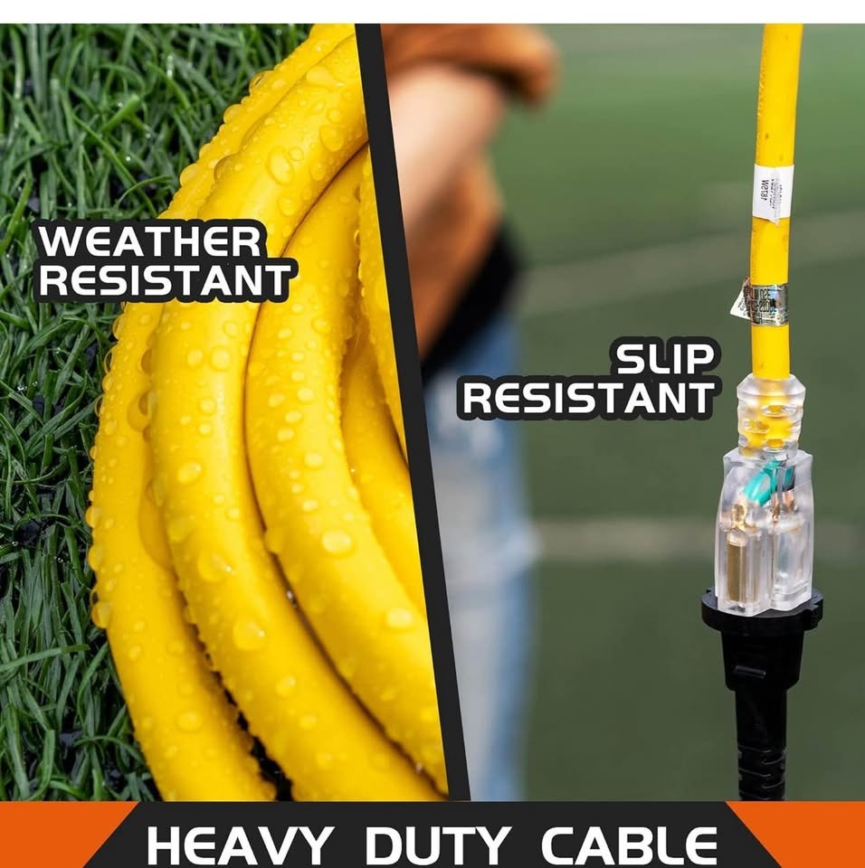 Indoor Outdoor Extension Cord Weatherproof, 12 Gauge 6FT Yellow - photo 4