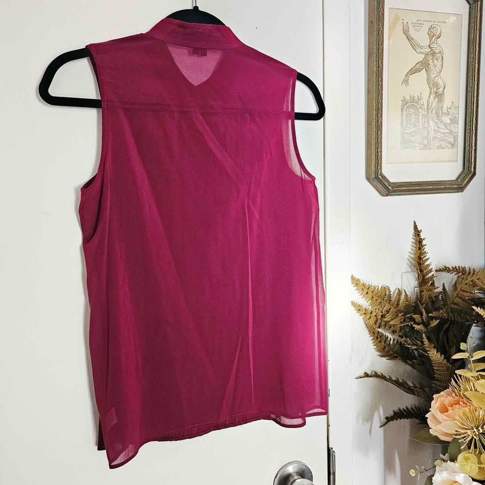 Theory Silk Sleeveless Blouse Set XS Maroon Grey - photo 4