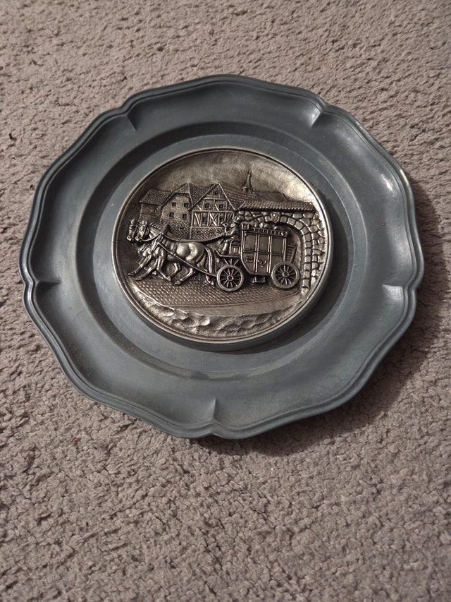 Vintage Koziol Germany Pewter Wall Plate 8.5"