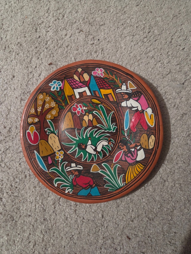Vintage Authentic Handmade Oaxacan Clay 7" Wall Plate