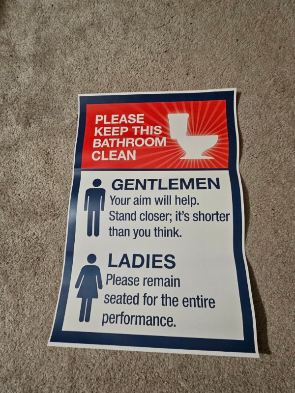"Please Keep This Bathroom Clean" Parody Poster Print 12"x18"
