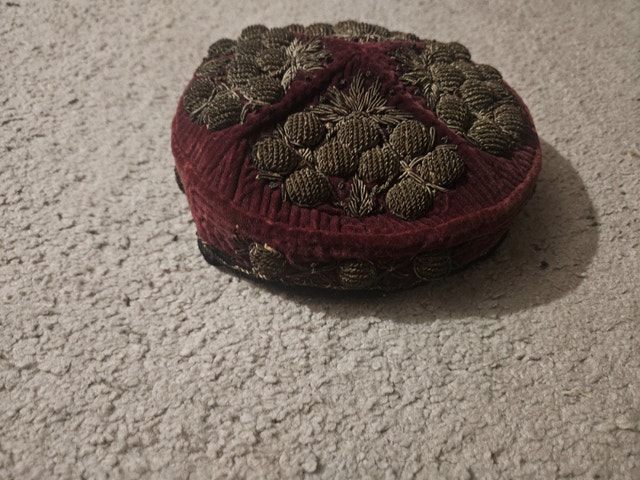 Vintage 1940 Uzbek Embroidered Doppi Prayer Cap