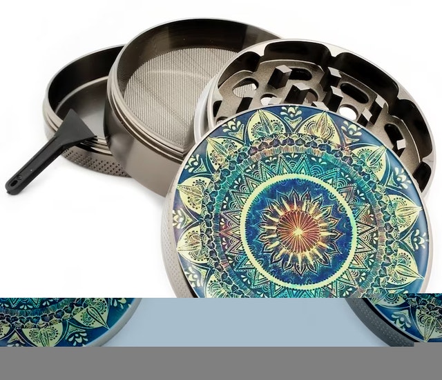 NEW IN BOX Blue 2.5" Titanium Grinder, Blue Mandala, 4 Pieces - photo 2
