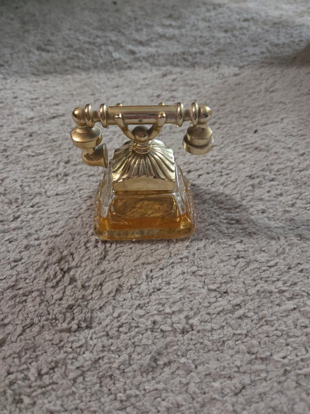 Vintage Art Deco Amber Glass Perfume Bottle w/Gold Cap, 3x2.25" - photo 2