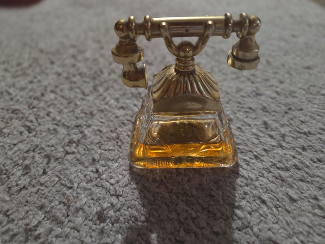 Vintage Art Deco Amber Glass Perfume Bottle w/Gold Cap, 3x2.25" - photo 3