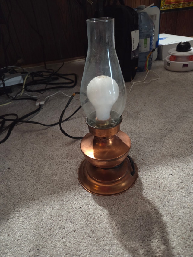 Vintage MCM GE Portaball Copper Lantern / Table Lamp, 13" VGC