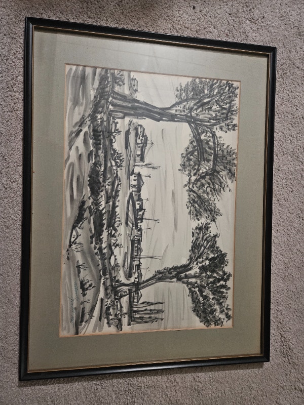Vintage 1965 Moshe Tuchemsky Signed Modernist Art Print 25x19"