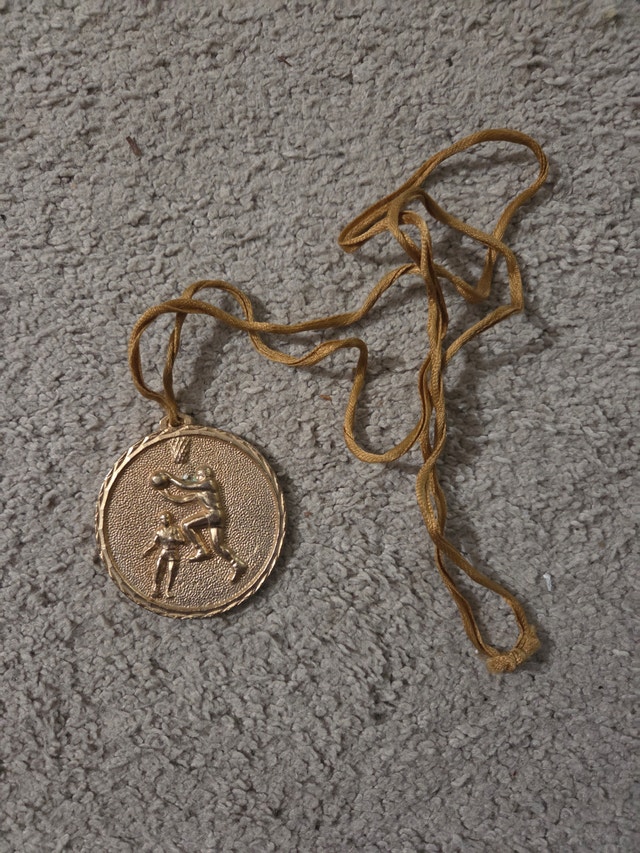 Vintage 1970s Basketball Medal Necklace