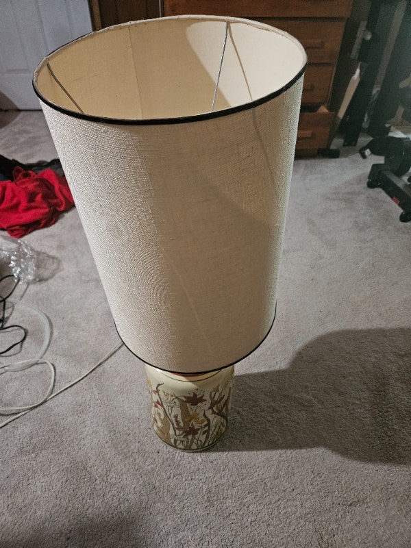Vintage 1950s Leviton Porcelain Table Lamp, Floral Design, 33" H