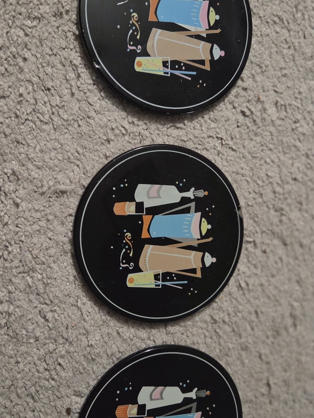 Vintage 1950s-60s Japanese Enamel Coasters, Set of 3