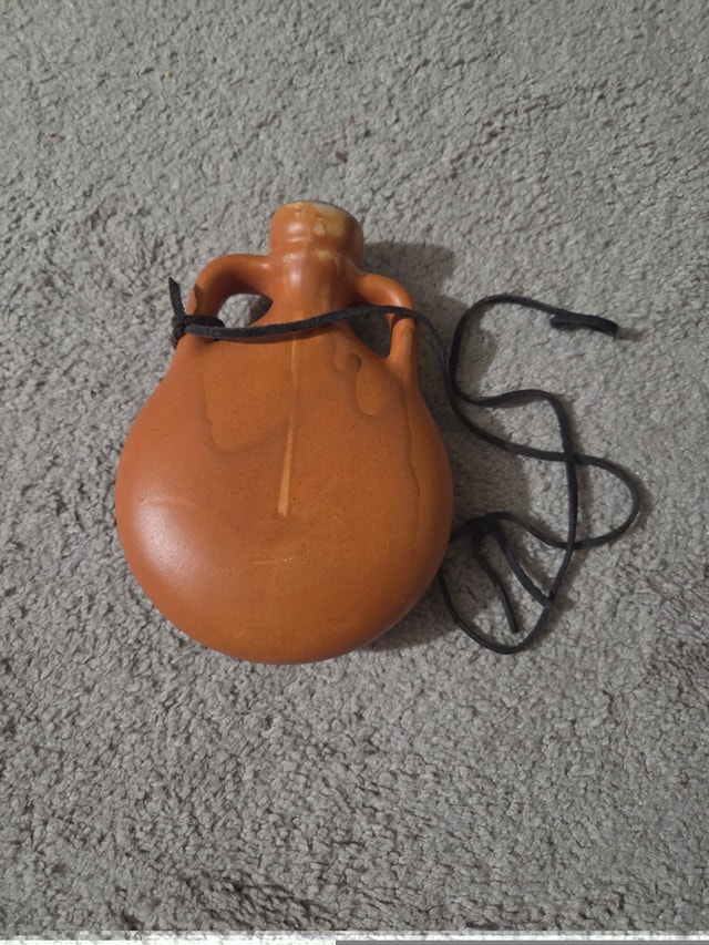 Vintage Mexican Terracotta Wine Jug - Hand-Painted Rose - photo 2