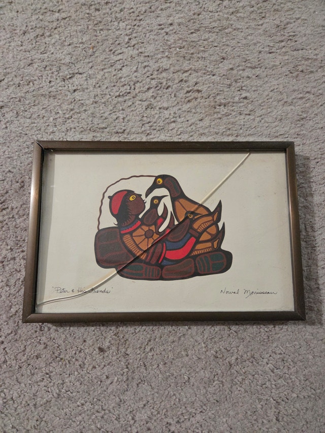 Vintage Norval Morrisseau Print - "Peter and His Friends", 9x6"