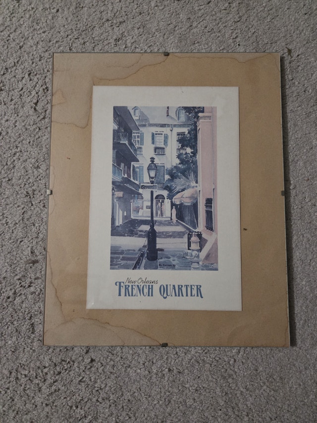Vintage New Orleans French Quarter Framed Print, 9.5" x 12"