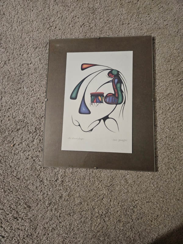 Cecil Youngfox "The Drum Singer" Signed & Framed Print, 12x9.5"