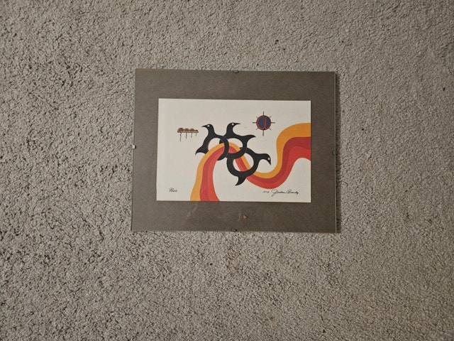 Jackson Beardy Signed "Flock" Penguins Print 1973
