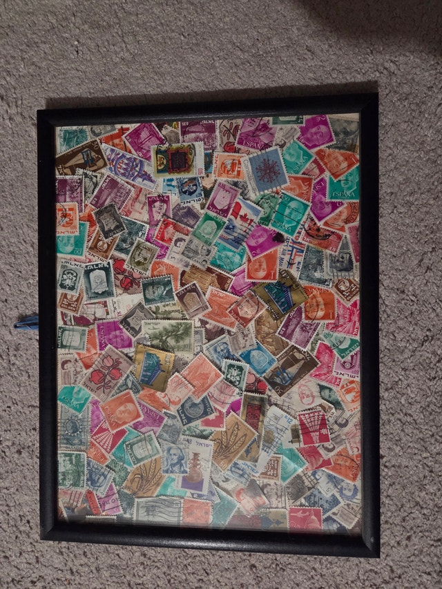 Vintage Israeli Stamp Mosaic Art, 100+ Stamps 1948-1960s