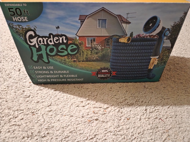 50ft Expandable Garden Hose w/ Brass Fittings & Nozzle
