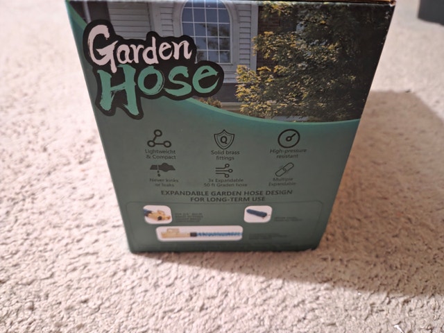50ft Expandable Garden Hose w/ Brass Fittings & Nozzle - photo 2