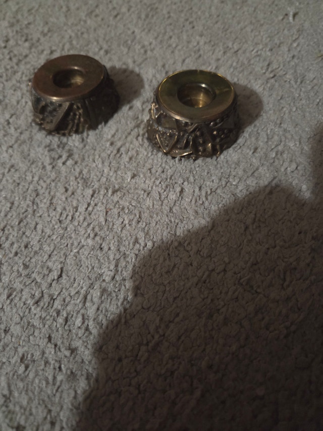 Vintage Brutalist Brass Candle Holders, MCM - photo 2