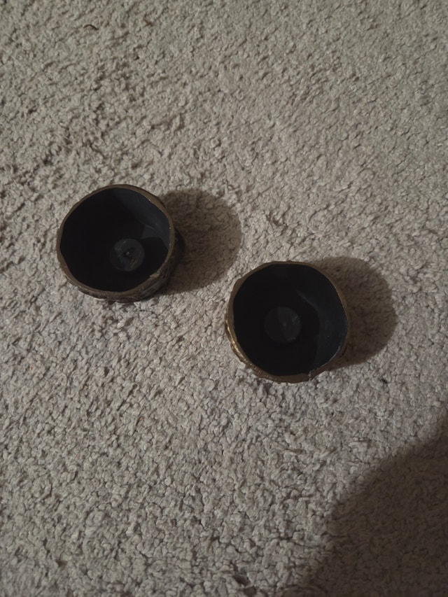 Vintage Brutalist Brass Candle Holders, MCM - photo 3