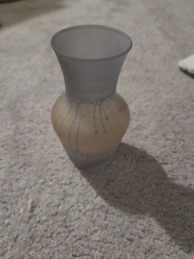 Vintage Frosted Glass Bud Vase - 5.5" Beaded Drip Design