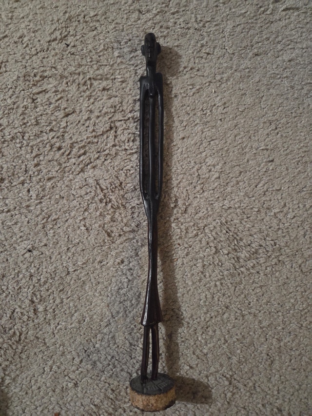 Vintage 11" African Ebony "Skinny" Sculpture, Rare Hollow Torso