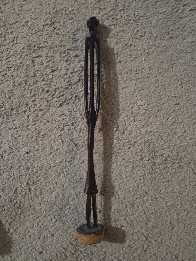 Vintage 11" African Ebony "Skinny" Sculpture, Rare Hollow Torso - photo 2