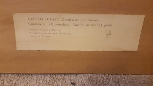 Vintage Jurgen Runge Print, Gandria Lugano Lake 36x29" - photo 2