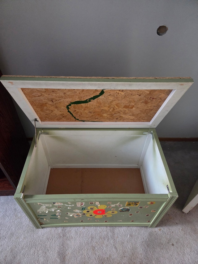 Large Vintage Wooden Toy Chest, 30" Storage Trunk