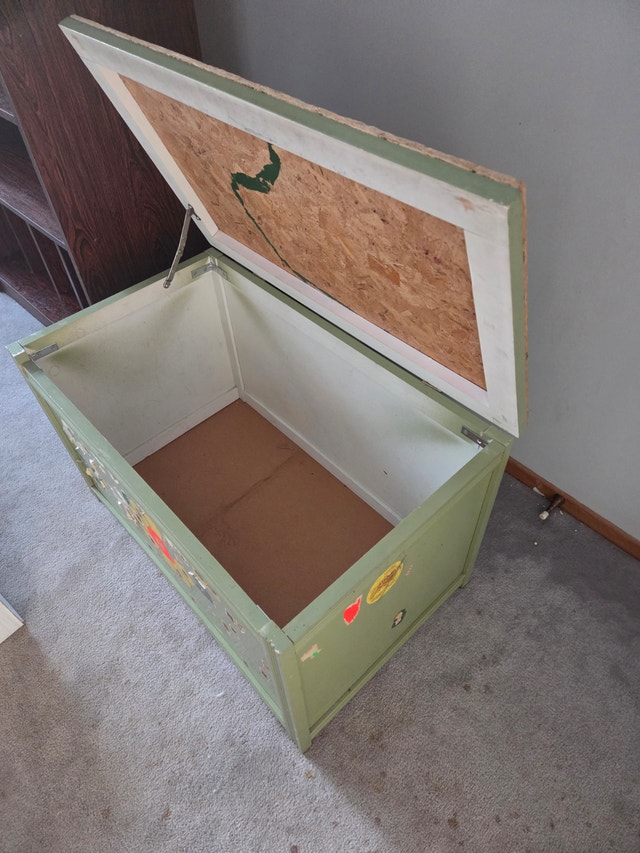 Large Vintage Wooden Toy Chest, 30" Storage Trunk - photo 4