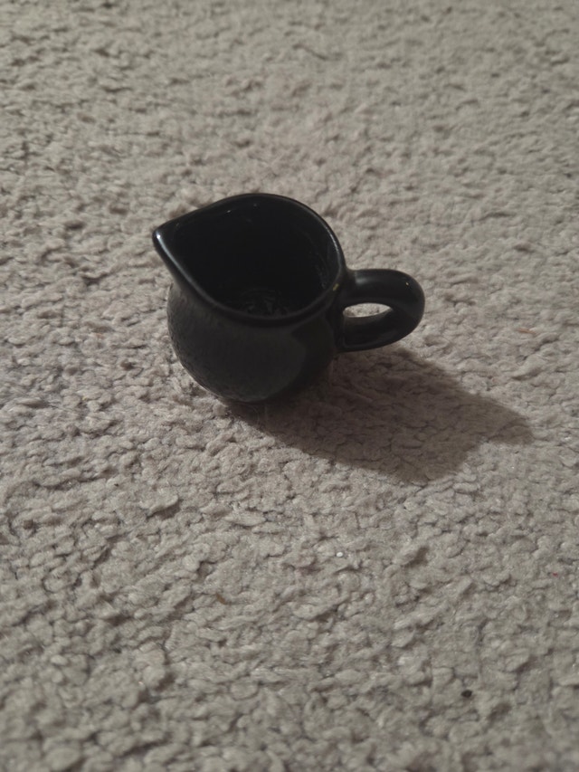 Vintage Miniature Black Ceramic Pitcher, Glossy Creamer