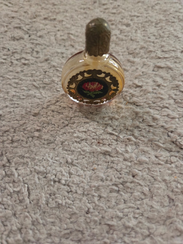 Vintage 1940s Austrian Petit Point Perfume Bottle, 2" H