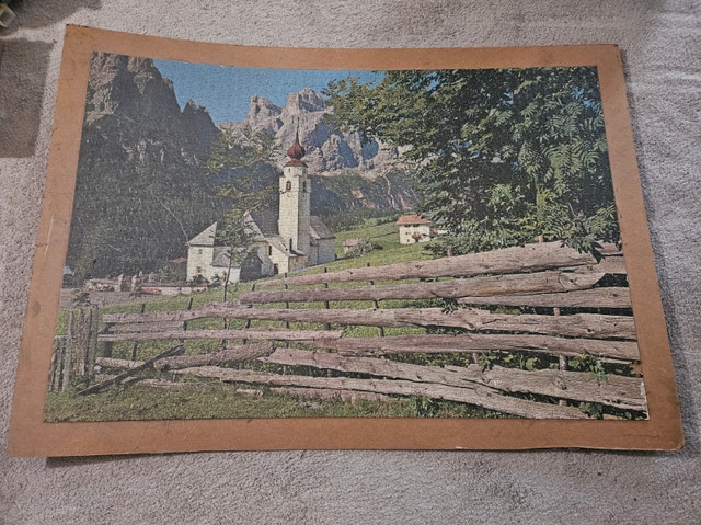 2 Completed 1000-Piece Puzzles: Alpine Chapel & European Market - photo 2
