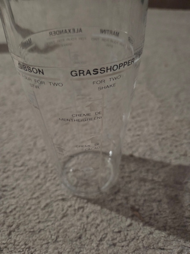 Vintage Mid-Century Cocktail Recipe Mixing Glass, MCM Barware