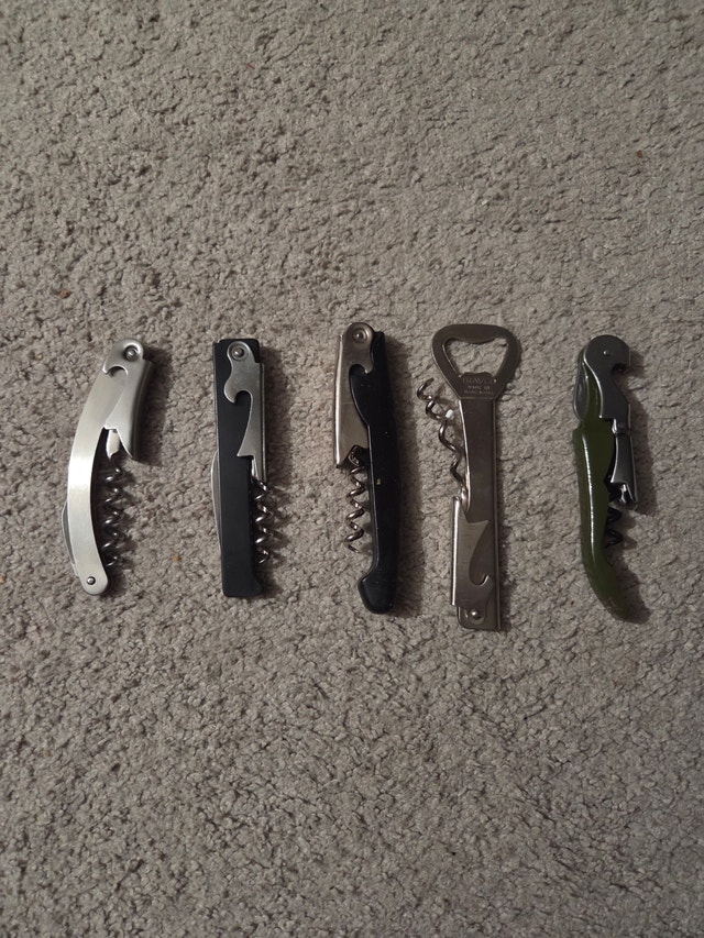 Set of 5 Professional Waiter’s Corkscrews & Bottle Openers