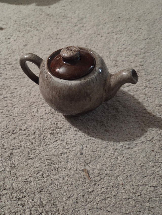 Vintage Japanese Stoneware Teapot, Mottled Drip Glaze, 6.5" x 4"