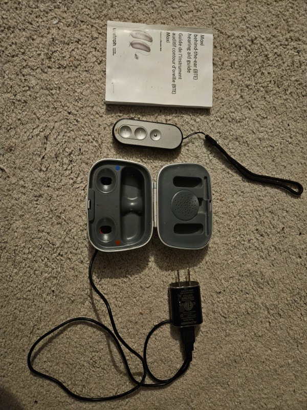 Moxi Move Hearing Aid Accessories Charger/Case, Remote, Adapter