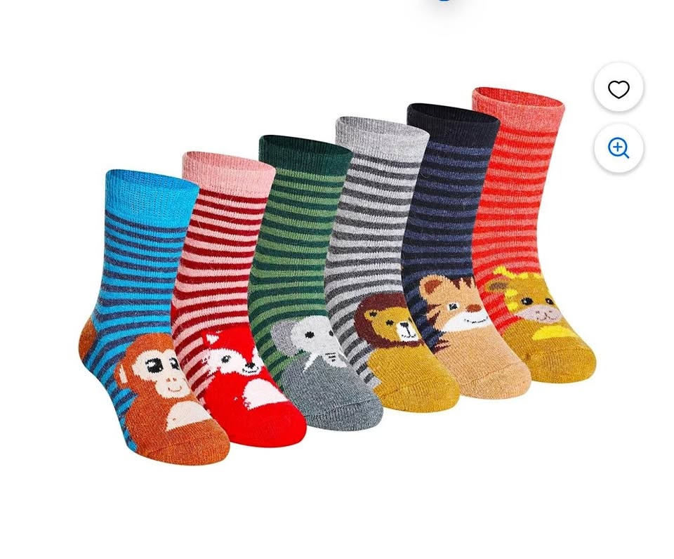 6 Pair Kids Animal Socks Soft Thick Cozy