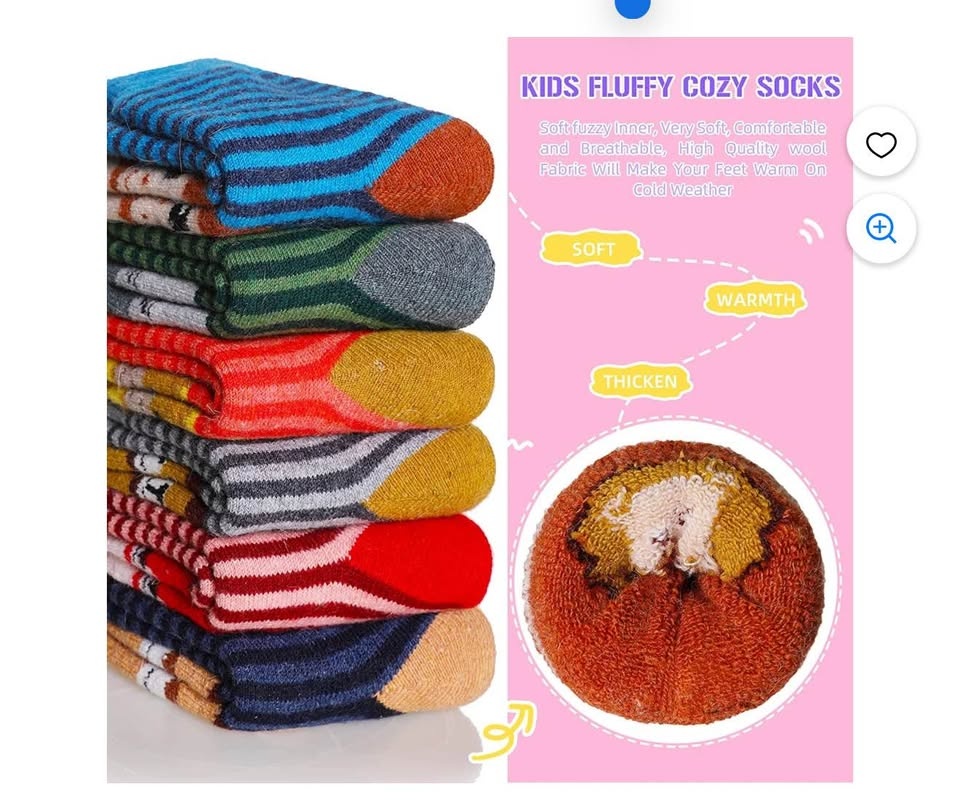 6 Pair Kids Animal Socks Soft Thick Cozy - photo 3