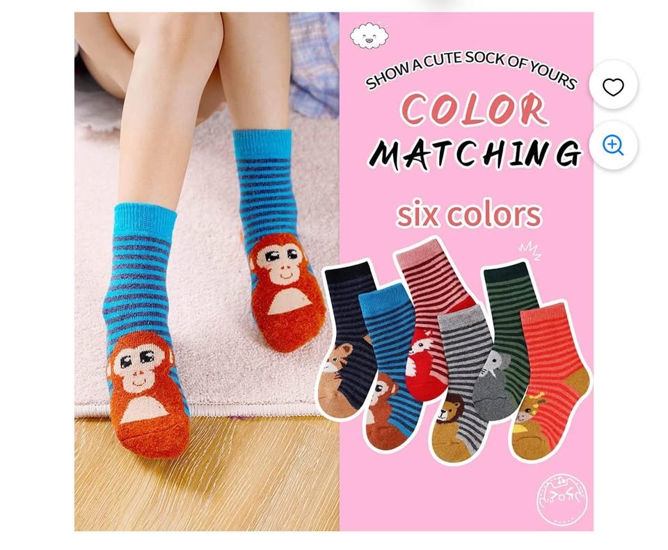 6 Pair Kids Animal Socks Soft Thick Cozy - photo 4